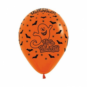 Happy Halloween Ghost Latex Balloon Orange - 30cm