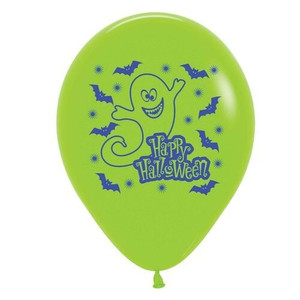 Happy Halloween Ghost Latex Balloon Green - 30cm