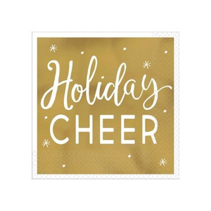 Holiday Cheer Gold Cocktail Napkins