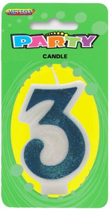Blue Numeral Candle - 3