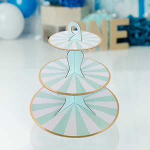 Mint Stripe Cupcake Stand