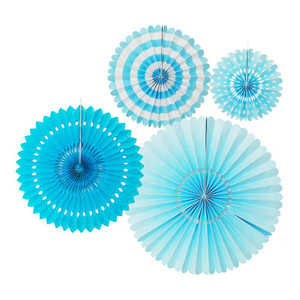 Blue Paper Fans Set Pk4