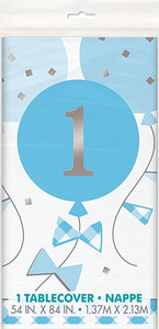 Blue Gingham 1st Birthday Tablecover