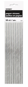 Silver Foil Paper Straws 10pk