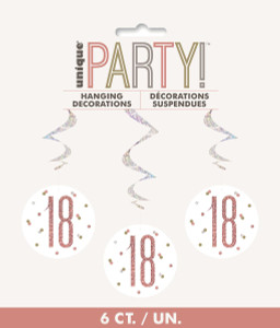 Rose Gold Glitz  Prismatic 18th Birthday Swirls 6pk