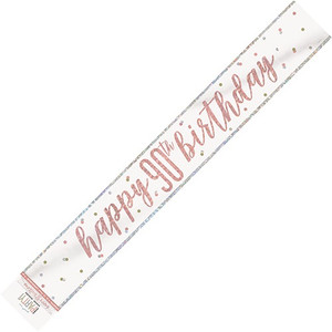 Rose Gold Glitz Foil Banner - Happy 100th Birthday Prismatic