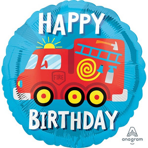 Fire Truck Happy Birthday Foil Balloon - 45cm