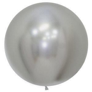 60cm Latex Balloons Reflex Silver 10pk