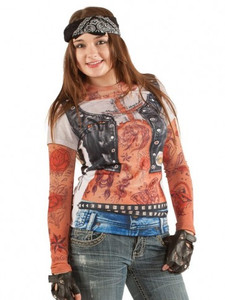 FAUX REAL LADIES TATTO w/MESH SLEEVES - MEDIUM