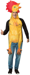 GET REAL RUBBER CHICKEN ADULT COSTUME