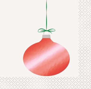 Red Ornament Christmas 16 Foil Stamped Beverage Napkins 2ply 25.4cm x 25.4cm (10" x 10")
QUARTER FOIL EMBOSSED