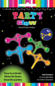 Glow Clackers (Pack of 4). Kids will love clicking and clacking our cool Glow Clackers! Pack contains 4x 5cm Light Sticks and 4x Clacker Connectors.