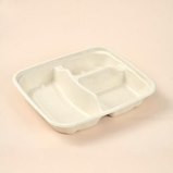 Sugarcane 3 Compartment Plates, 25 Pcs (220mm Width x 190mm Length x 37mm Height)