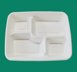 Sugarcane 4 Compartment Plates, 25 Pcs (280mm Width x 220mm Length x 37mm Height)