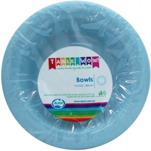 Reusable Plastic Bowl Light Blue 180mm PK20