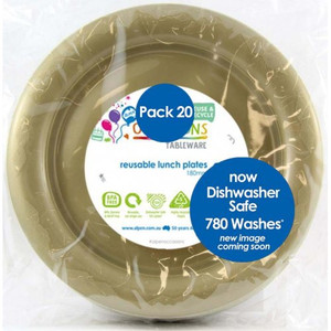 Reusable Plastic Lunch Plate Gold 180mm PK480