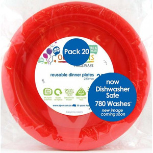 Reusable Plastic Dinner Plate Red 230mm PK20