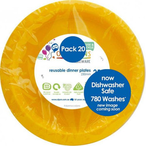Reusable Plastic Dinner Plate Yellow 230mm PK480