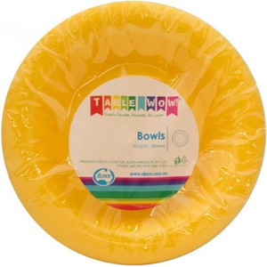 Reusable Plastic Bowl Yellow 180mm PK20