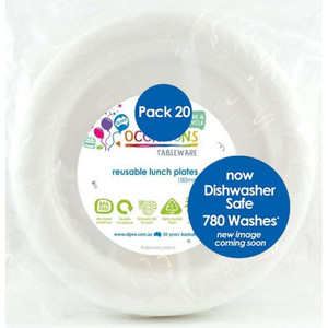 Reusable Plastic Lunch Plate White 180mm PK480