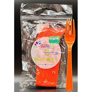 Reusable 780 wash cycles Plastic Cutlery Fork Orange 180mm PK20
