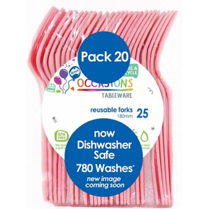 Reusable Plastic Cutlery Fork Light Pink 172mm PK960