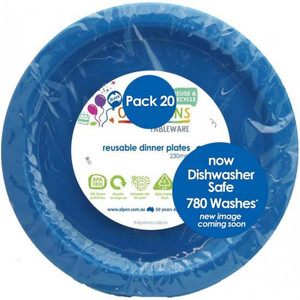 Reusable Plastic Dinner Plate Royal Blue 230mm PK20