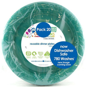 Reusable 780 wash cycles Plastic Dinner Plate Green 230mm PK 20