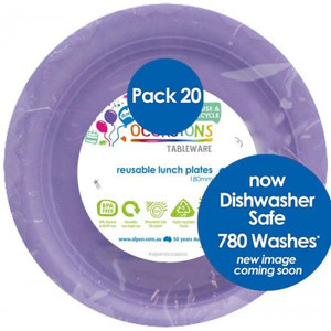Reusable Plastic Lunch Plate Lavender 180mm PK480