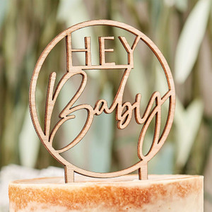 Botanical Baby Wooden Hey Baby Cake Topper 11.8 cm W x 19.9cm H