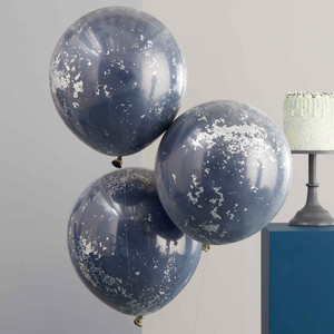 Mix It Up Balloon Bundle Double Stuffed Navy with Silver Shred PK3
