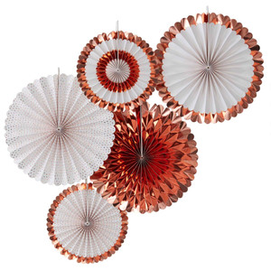 Pick & Mix Rose Gold Fan Decorations Rose Gold PK5
