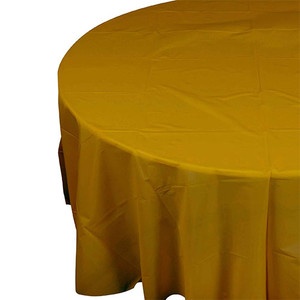 Gold Plastic Table Cover Round 213cm