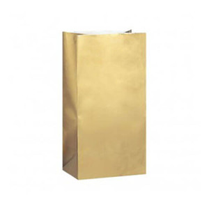 Gold Paper Lolly Bags 28cm x 14cm 10 Pack