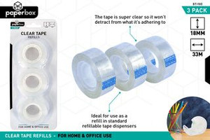 3Pc Adhesive Sticky Tape Refills-Clear