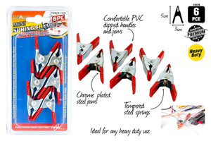 6pce Mini Spring Clamps-5cmL Each