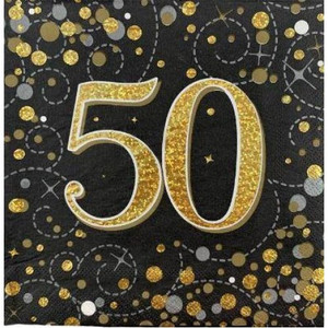 Pink Happy 50th Birthday Paper Napkins - 33cm (16pk)