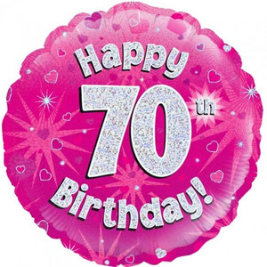 Foil Balloon 18" Pink Holographic  Happy Birthday 70TH