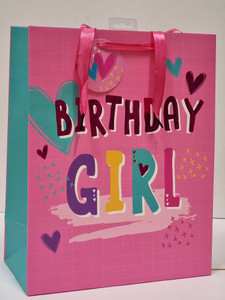 Large Birthday Girl Gift Bag 1pc 32.5cm