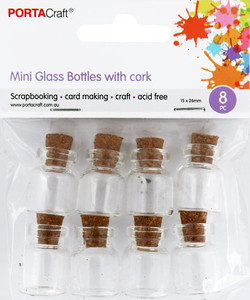 Mini Glass Bottles with Cork 8pk