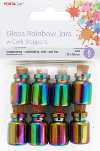 Mini Glass Rainbow Jars w Cork Stoppers 8pk 2ml