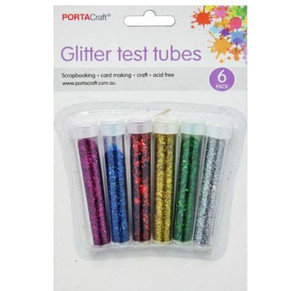 Glitter Test Tubes - Basic Colours 6pk