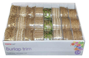 Burlap Trim Roll 2m - Flower Pattern