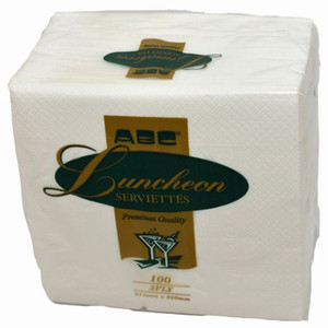 ABC White Lunch Serviette 2000/CTN - 2PLY 315mm x 310mm