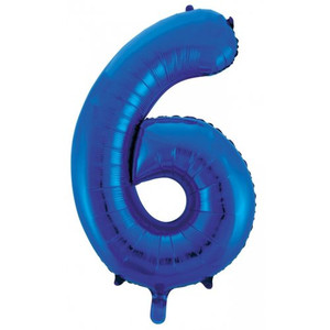 34inch Decrotex Foil Balloon Number Blue #6 Pack 1