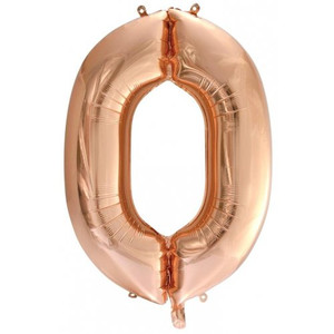 34inch Decrotex Foil Balloon Number Rose Gold #0 Pack 1