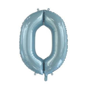 34inch Decrotex Foil Balloon Number Light Blue #0 Pack 1