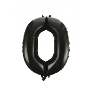 34inch Decrotex Foil Balloon Number Black #0 Pack 1