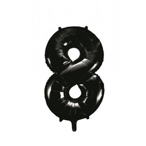 34inch Decrotex Foil Balloon Number Black #8 Pack 1