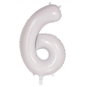 34inch Decrotex Foil Balloon Number White #6 Pack 1